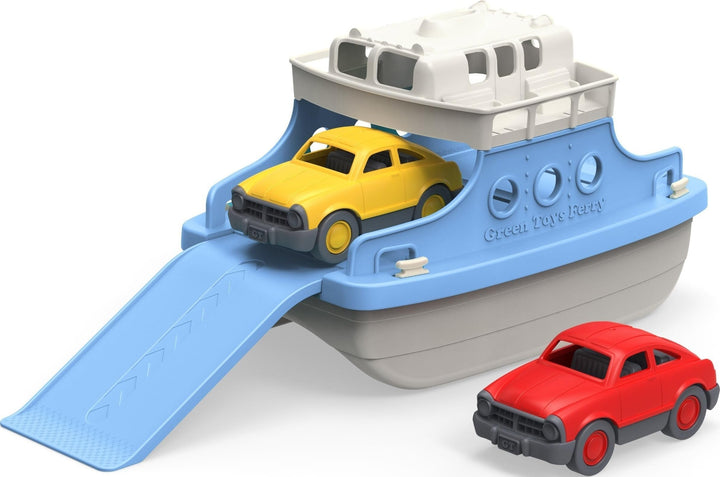 Green Toys 8601038 Fährschiff mit 2 Mini-Autos, Badewannenspielzeug, Spielboot, nachhaltiges Badespi