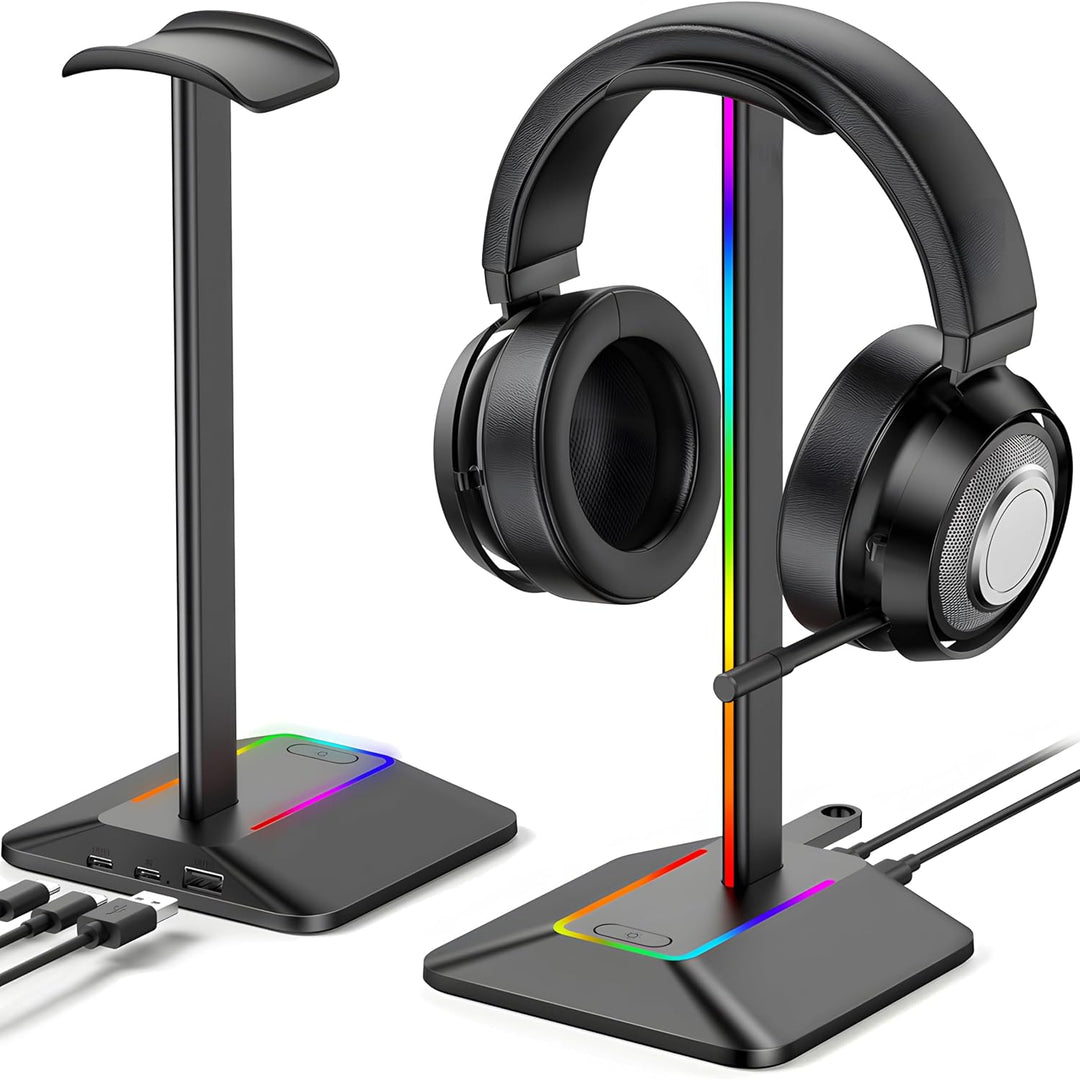 Retoo Headset Halterung Kopfhörer Ständer RGB Universal HUB USB Halter für Over Ear Kopfhörer Gaming