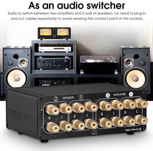 Dual Analog VU Meter Audio-Umschalter 2-Wege Verstärker/Lautsprecher Audio Switcher Box Amp Selector