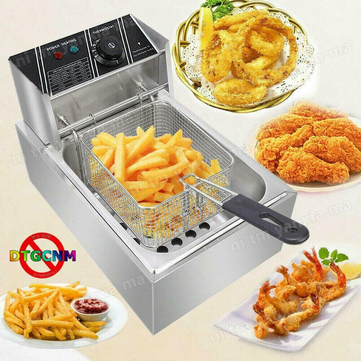 Edelstahl Elektrische Friteuse 6L 2500W Profi Küche Kaltzonen Fritteuse - Ideal für Pommes Frites, Z