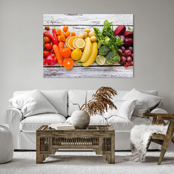 Bilder auf Leinwand 100x70cm Leinwandbild Essen Gemüse Essen frisch Gross Wanddeko Bild Schlafzimmer