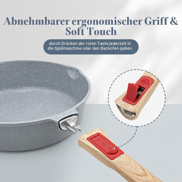 AIKENBBKK keramik pfanne 20 cm, Antihaft Keramikbeschichtung Bratpfanne 20 cm mit Abnehmbarer Griff,