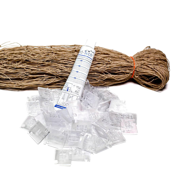 Balkonnetz für Katzen und Vögel, 5 x 5 m + 50 FastNet + 1 Tube, Silikon