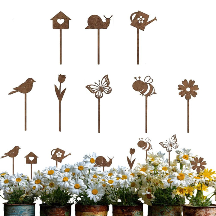 8 Stück Gartendeko Für Draussen Wetterfest Garten Deko Gartenstecker Zubehör Rost Gartenstecker Deko