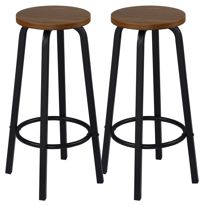 WOLTU Barhocker 2X Bistrohocker Tresenhocker Barstuhl aus MDF und Metall runde Sitzfläche Dunkelbuch