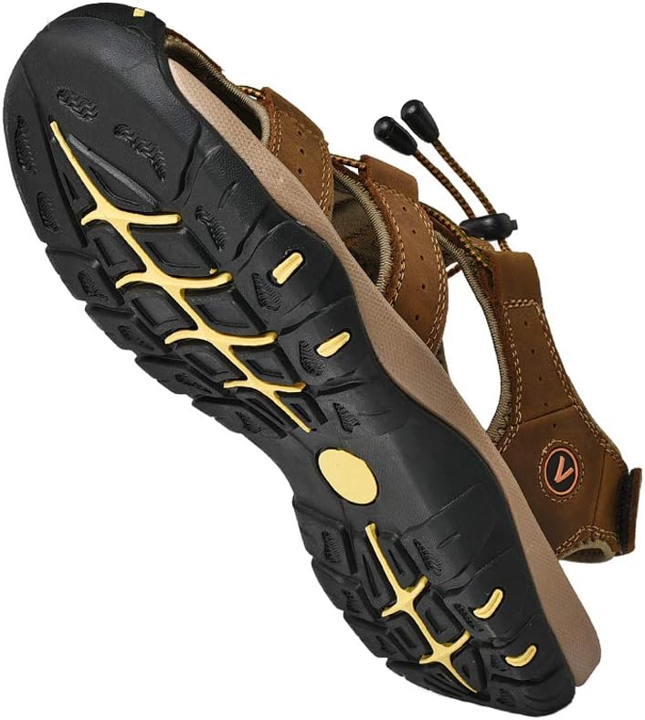 Sandalen Herren Leder Strand Wandersandale Trekkingsandalen Outdoorschuhe Sommer Freizeitschuhe Wand