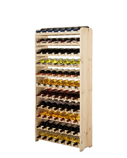 PROREGAL Weinregal PINOTWINE C | HxBxT 138,4x72,8x26,5cm | 77 Flaschen | Massives Kiefernholz | Natu