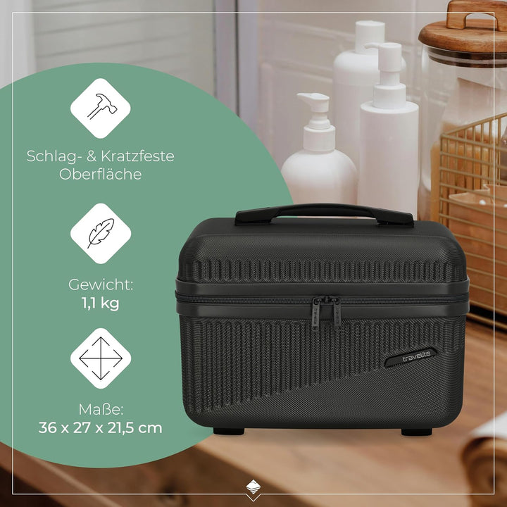 travelite Beautycase Hartschale Handgepäck, Bali, Kosmetikkoffer mit Organizer -und Aufsteckfunktion