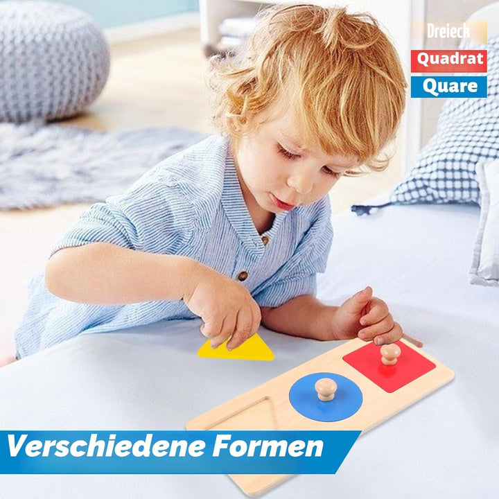 Adena Montessori First Jumbo Knob Wooden Shape Puzzles for Toddlers 1-3,Multiple Peg Shapes Puzzle S