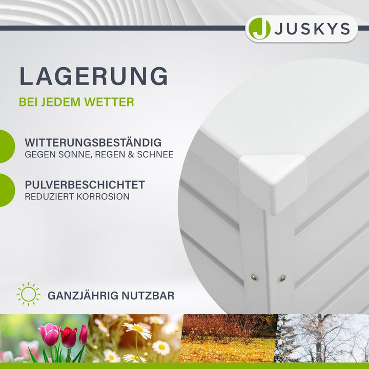 Juskys Metall Aufbewahrungsbox Limani 380 Liter - Outdoor Box - wasserdicht, abschliessbar - Gartenb