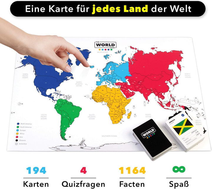The World Game - Geographie Kartenspiel - Lernspiel für Kinder, Familie und Erwachsene - Welt Bretts