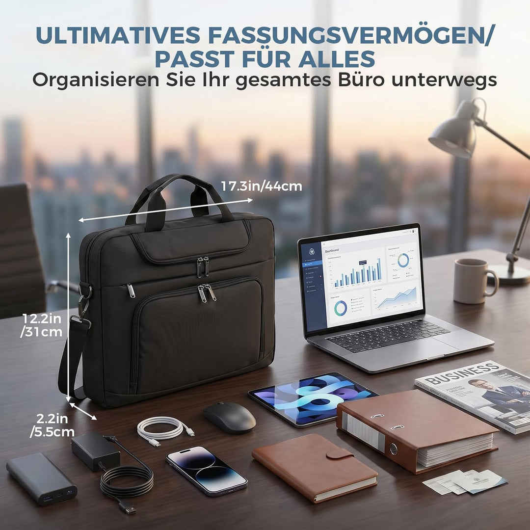 BERTASCHE Laptoptasche 17 Zoll - 17,3 Zoll Notebooktasche für Herren Damen, Computertasche für Reise