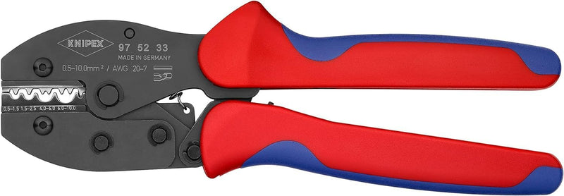 Knipex PreciForce® Crimpzange brüniert, mit Mehrkomponenten-Hüllen 220 mm 97 52 33