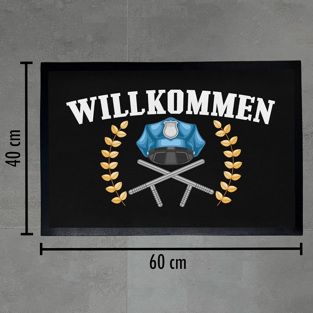 Trendation - Willkommen Fussmatte Grafik Schmutzfangmatte Geschenk Aussen Innenbereich 60x40 cm Wasc