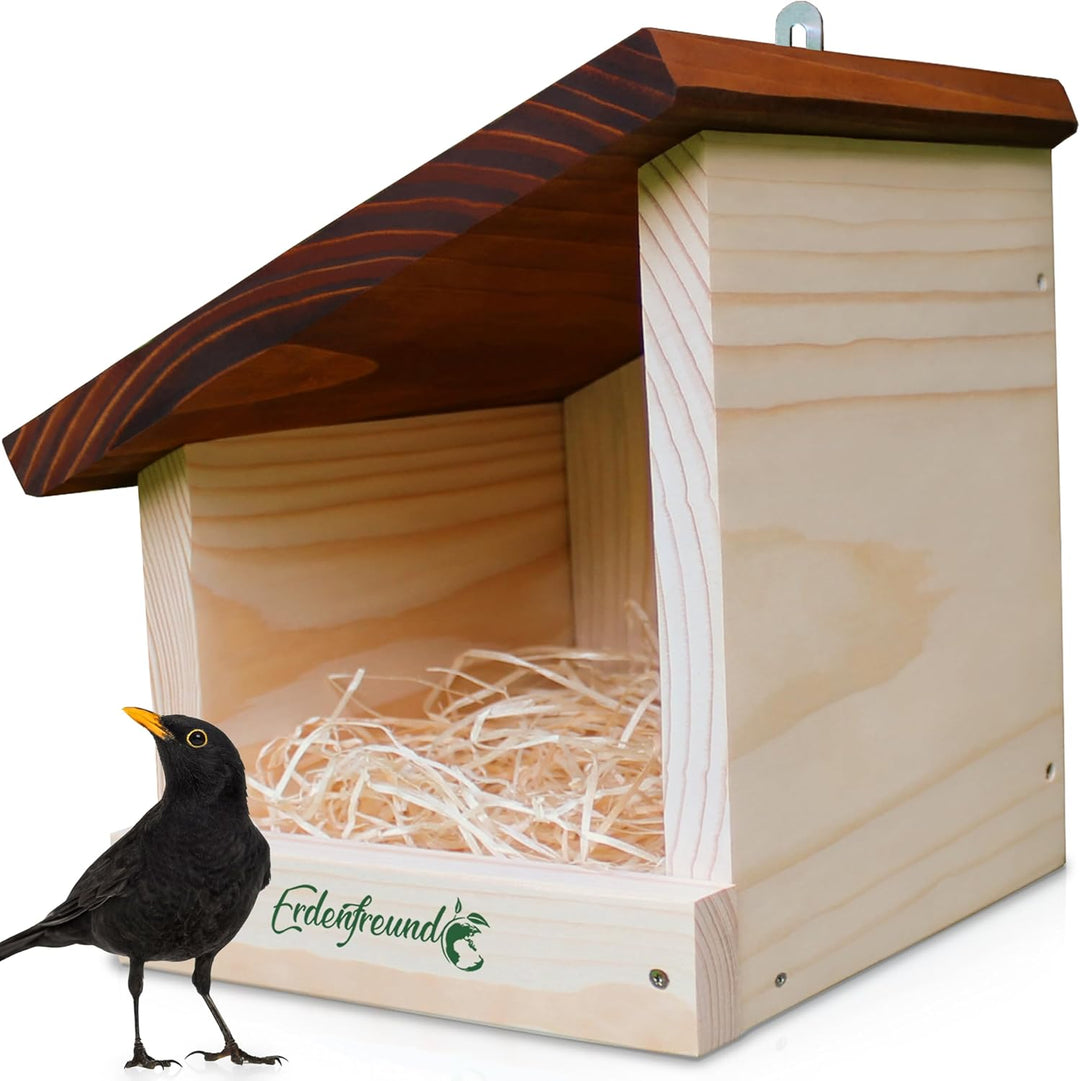 ERDENFREUND® Amsel Nistkasten halboffen extra für Freibrüter/Halbhöhlenbrüter Nistkasten Amsel artge
