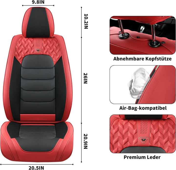 FLORICH Autositzbezüge Komplettset 5 Stück Vorder und Rücksitzbezüge PU-Leder Universel Auto Wasserd