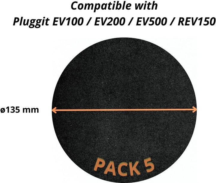 Pack mit 5 Ersatzfiltern für Pluggit EV100 / EV200 / EV500 / REV150 – Abmessungen ø135 mm, Filterkla
