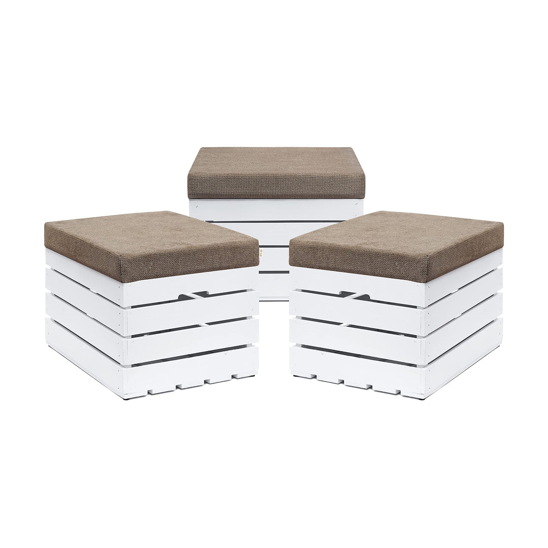 GrandBox Sitzhocker aus Holz 37x40x50 Polster, Sitztruhe Hocker mit Stauraum, Sitzbank, Sitzpouf, Si