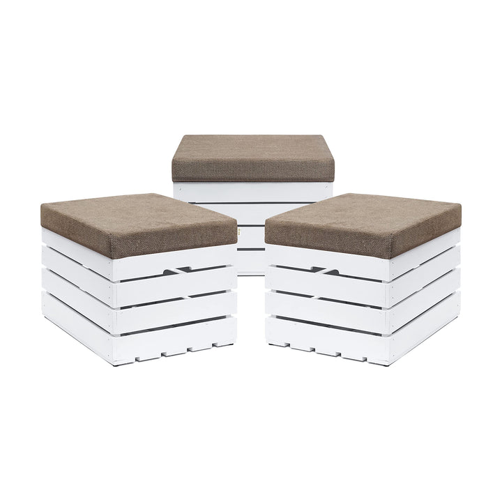 GrandBox Sitzhocker aus Holz 37x40x50 Polster, Sitztruhe Hocker mit Stauraum, Sitzbank, Sitzpouf, Si
