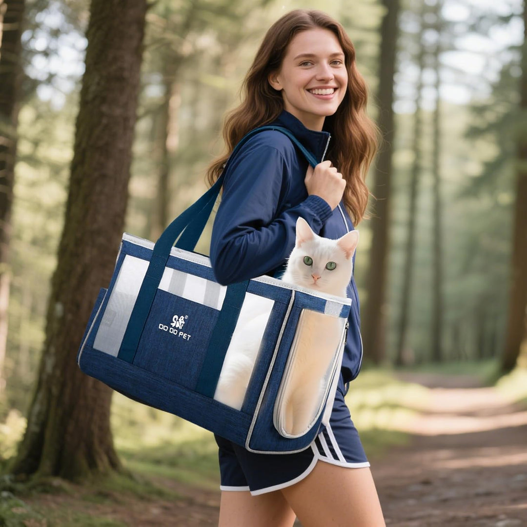 PETCUTE Haustier Tragetasche für Hunde und Katzen mit Herausnehmbarer Matte,Katzentragetasche mit Se