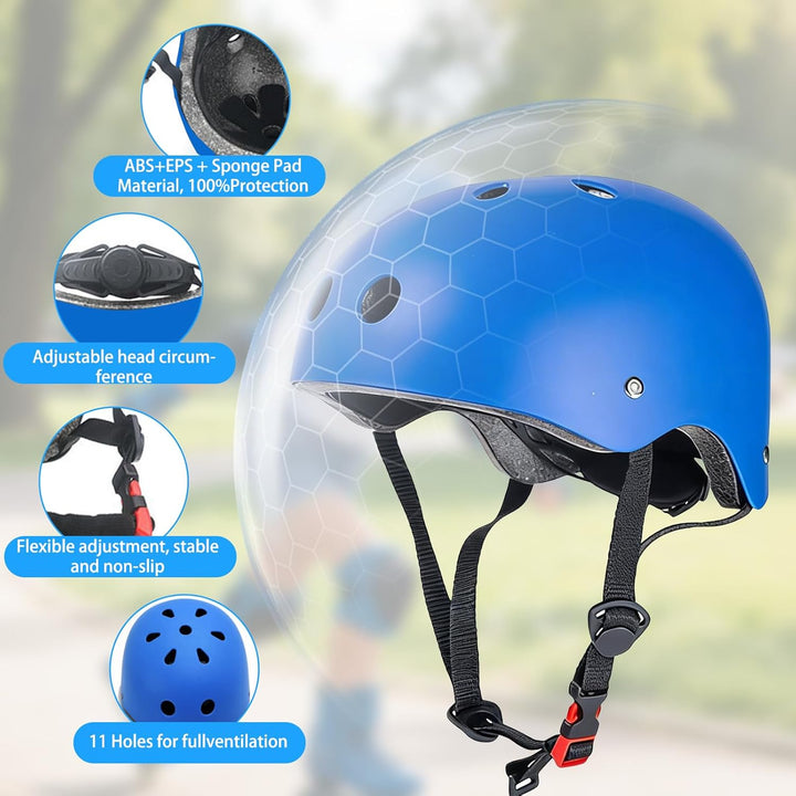 Knieschoner Kinder mit Helm, Schonerset Kinder Helm 3–9 Jahren, Knieschützer Inliner Kinder Schutzau