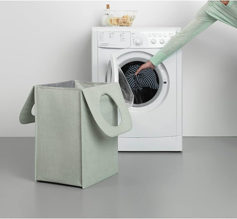 Brabantia - Wäschesack - Quick-Drop-Öffnung - Robuste Textilsack - Platzsparend - Der Deckel lässt s