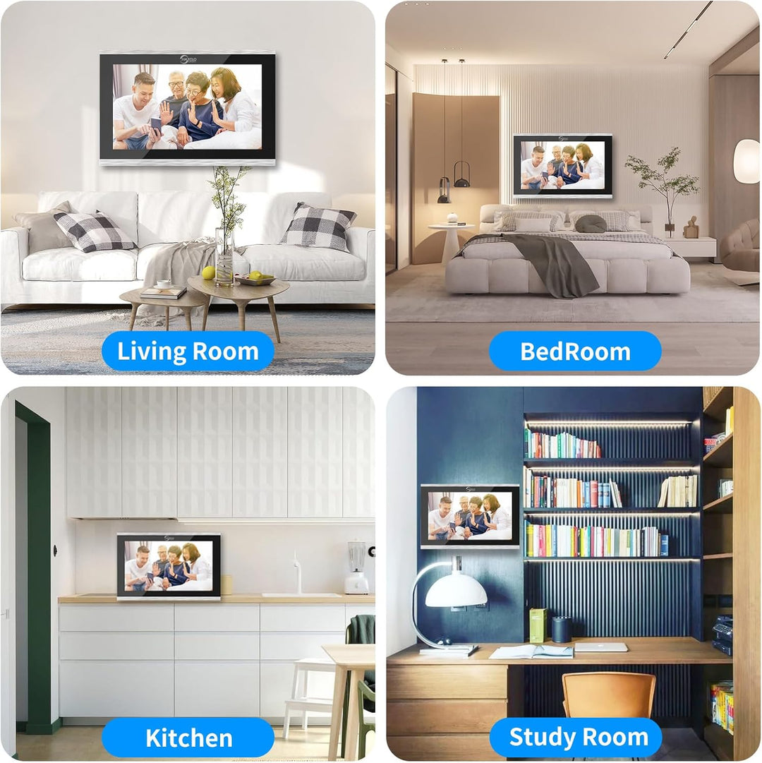 Tuya Video Türklingel Wohnung Gegensprechanlage, WiFi 10-Zoll-Touchscreen-Monitor mit Wired 1080P Tü
