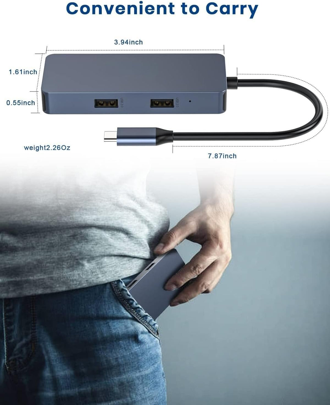 Tiergrade 6-in-1 USB C HUB, USB C auf USB Adapter mit 4K HDMI, VGA, SD- und TF-Kartenleser und 2 USB