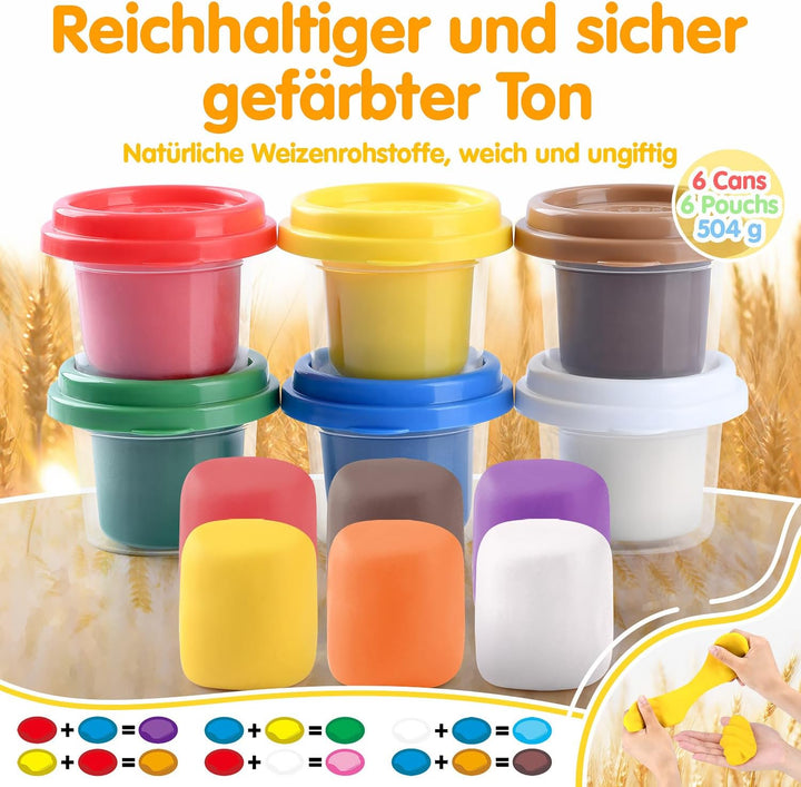 PLAY 2 in 1 Knete Set Zubehör Kitchen Creations, Kinderknete Set Knetwerkzeug, Spielzeug Geschenk Mä