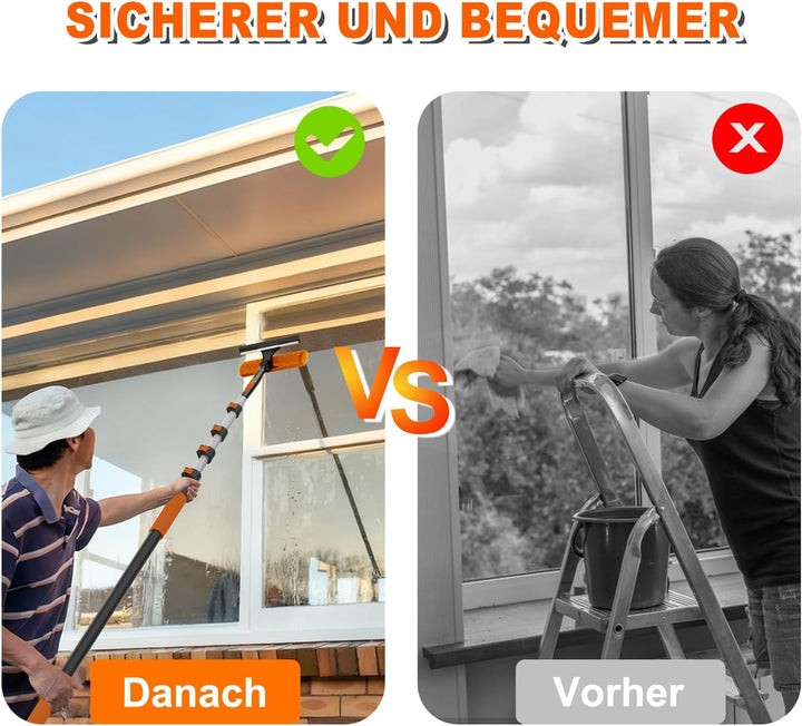 SISUPASSIE 3,6m Staubwedel Teleskop, Spinnenwebenentferner waschbar, Fensterputzer mit Teleskopstang