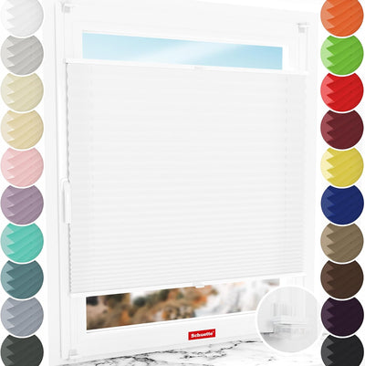 Schuette® Plissee ohne Bohren ● Premium Kollektion: White Day (Weiss) ● 80x130cm (Breite x Höhe) ● S