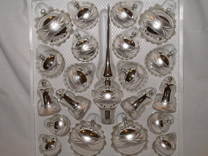 Jingle Bells Lauscha Christbaumkugel Set 21 teilig Wanda Silber