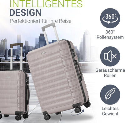 Juskys Hartschale Kofferset Reisekoffer 3 teilig - Zahlenschloss, geräuscharme 360° Rollen gross, Te
