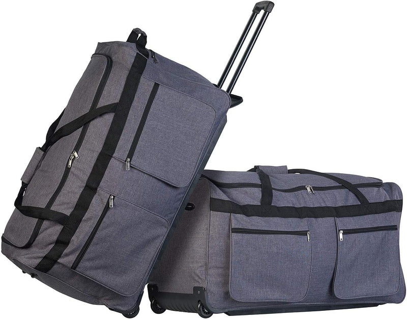 Xcase Koffer gross: 2er-Set faltbare XXL-Reisetaschen mit Trolley-Funktion &Teleskop-Griff (Koffer-T