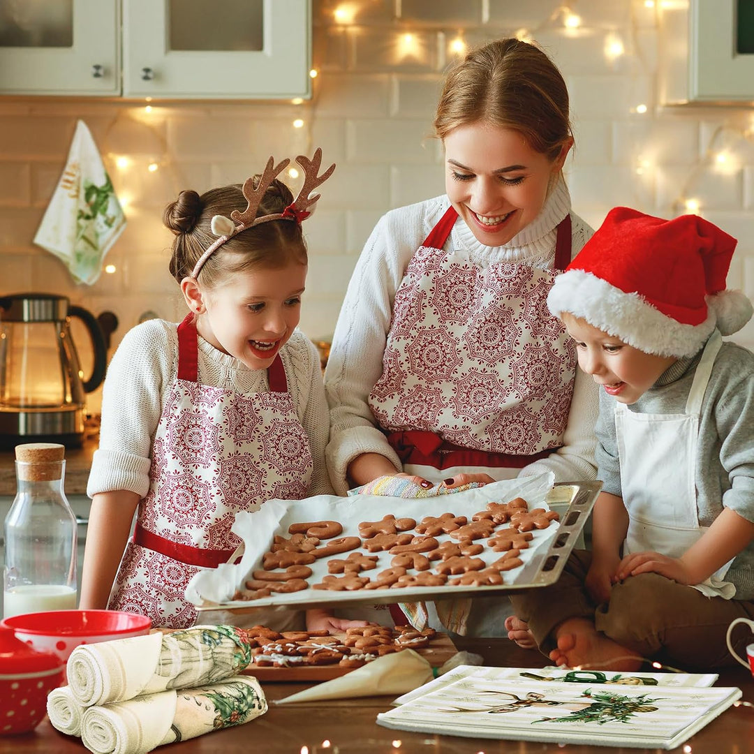 12 Stück Weihnachts-Küchentücher und Geschirrtücher, saugfähig, Weihnachtsbaum, Rentier, LKW, Handtü