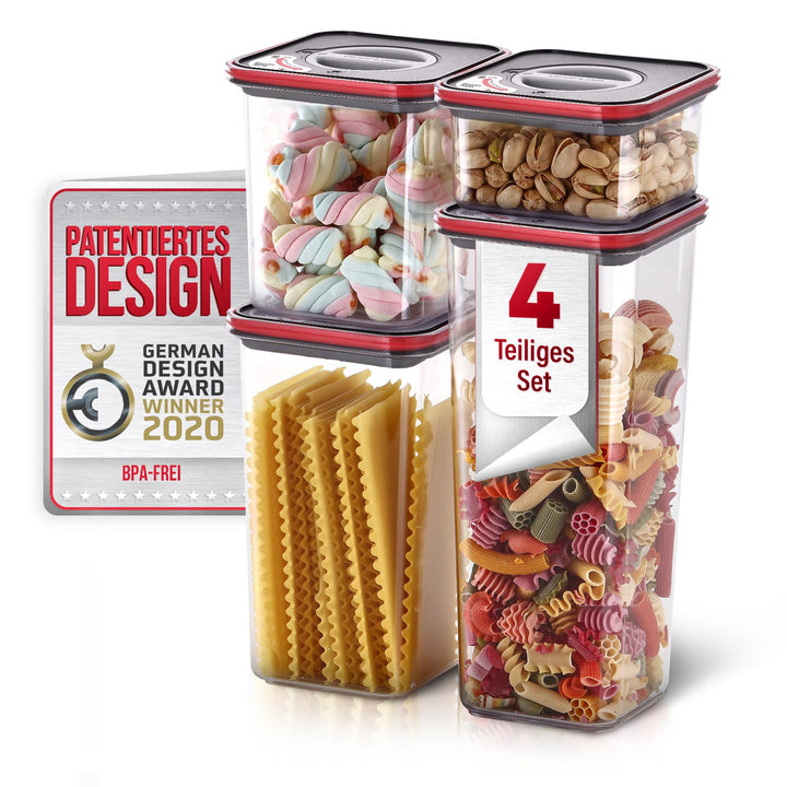 Neoflam® Vorratsdosen mit Deckel luftdicht & Einhanddrehverschluss, 4er Set Vorratsbehälter BPA-frei