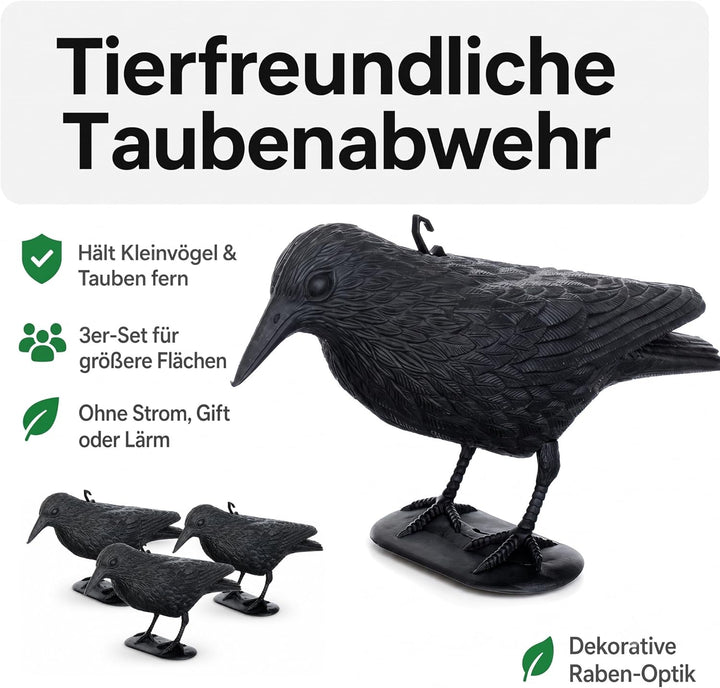 Brandsseller Schwarzer Rabe aus Kunststoff 36 x 20 cm Taubenabwehr Vogelschreck gegen kleine Vögel u