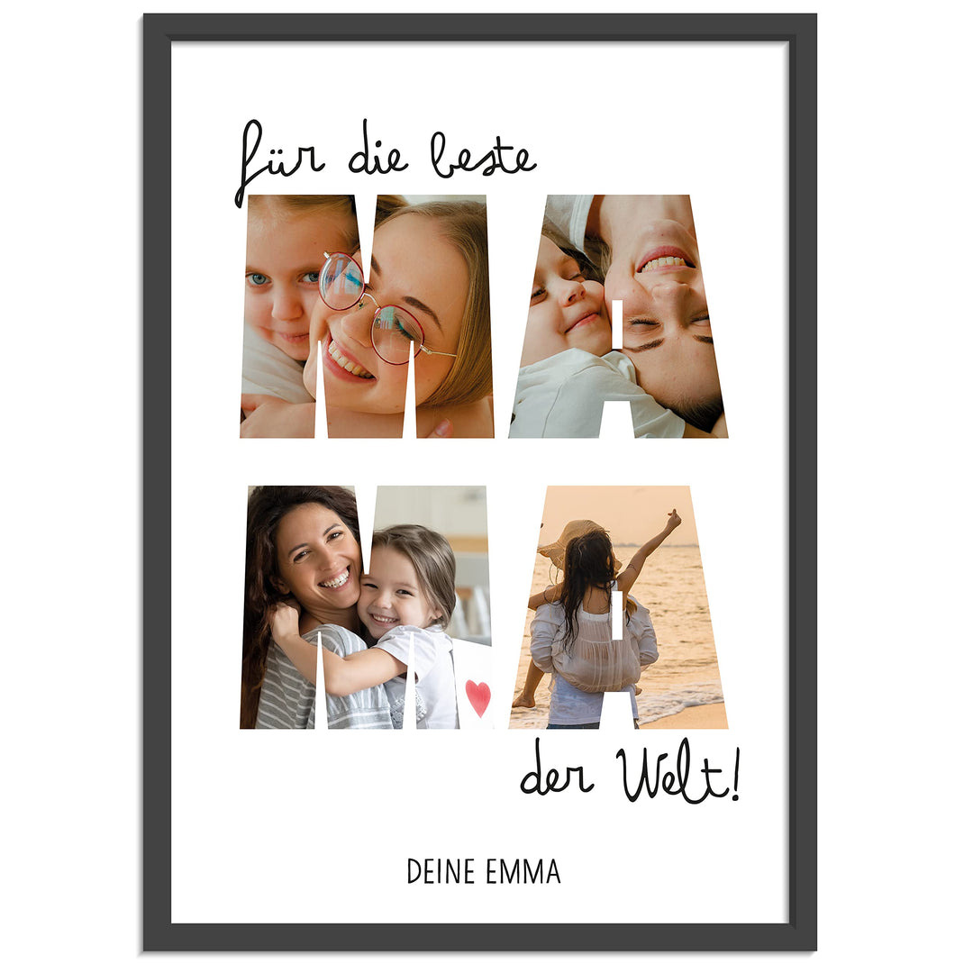 OWLBOOK® Bild mit 4 Fotos & Spruch selbst gestalten | Foto Collage mit eigenem Bild & Text | Geschen