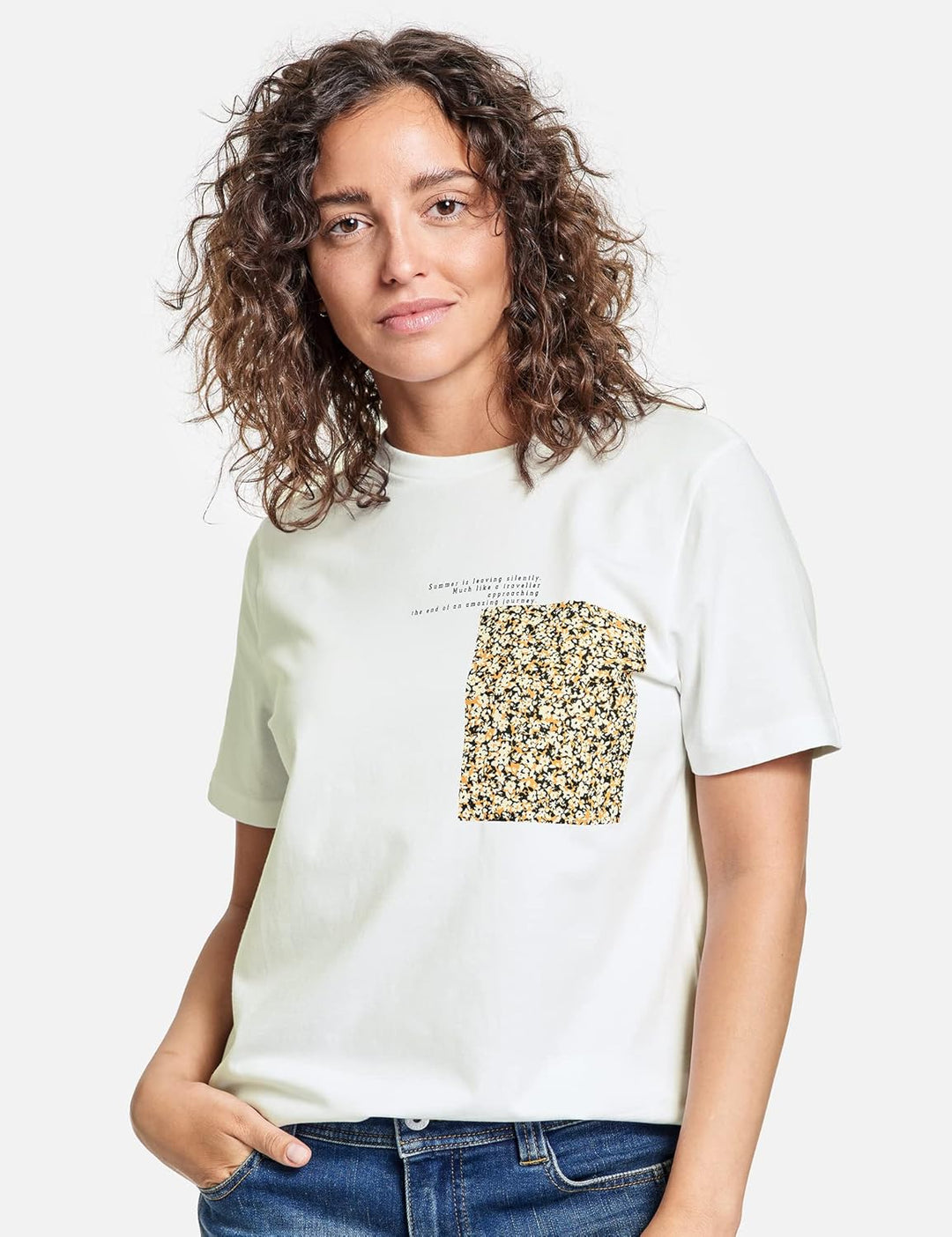 Taifun Damen T-Shirt 38 White Gemustert, 38 White Gemustert