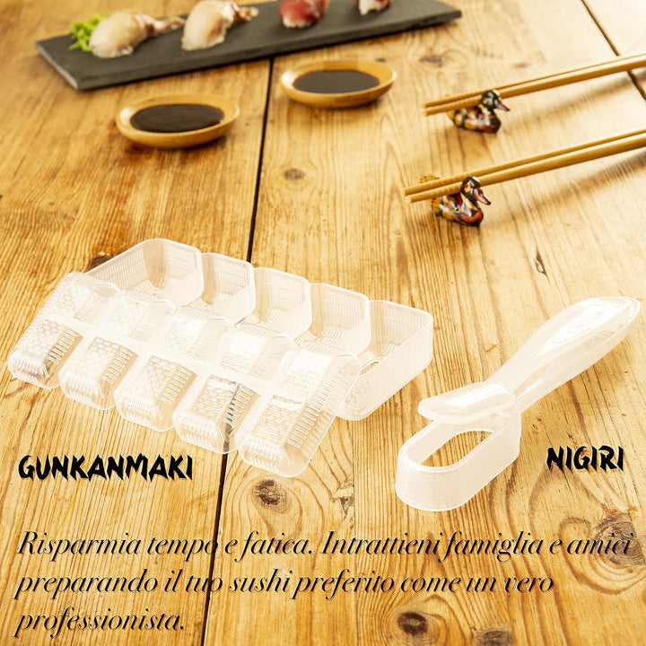 Sushi-Set 2025 – 29-teilig mit praktischer Anleitung, Rezeptbuch, Onigiri-Form, Bambusmatte, Sushi G