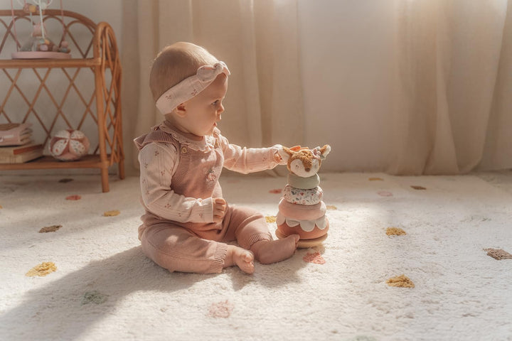 Little Dutch Stapelturm Stapelringe Steckspiel aus Holz und Stoff Baby Kleinkind REH rosa - Fairy Ga