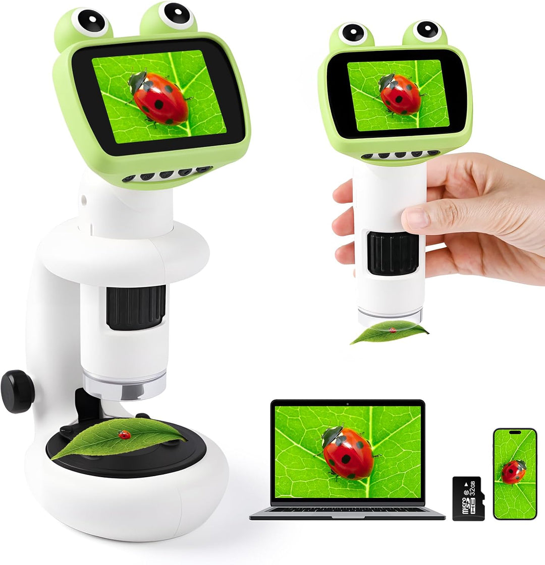 GuKKK Mikroskop für Kinder,2.0" IPS digitales Mikroskop 1000X Handheld Microscope 1080P HD Taschenmi