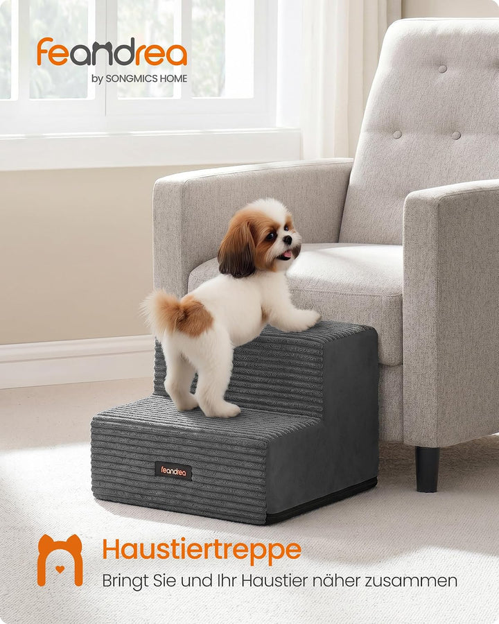 Feandrea Hundetreppe, 2 Stufen, aus Schaumstoff, 30 x 38 x 28 cm Bleigrau 2 Stufen (30T cm), Bleigra