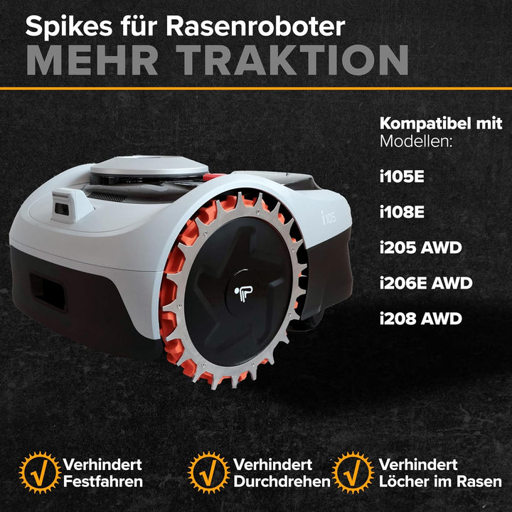 Bundle für Navimow i Serie – Edelstahl Spikes ⌀255 mm 3 mm + 33 Titan Ersatzklingen + Messerteller i