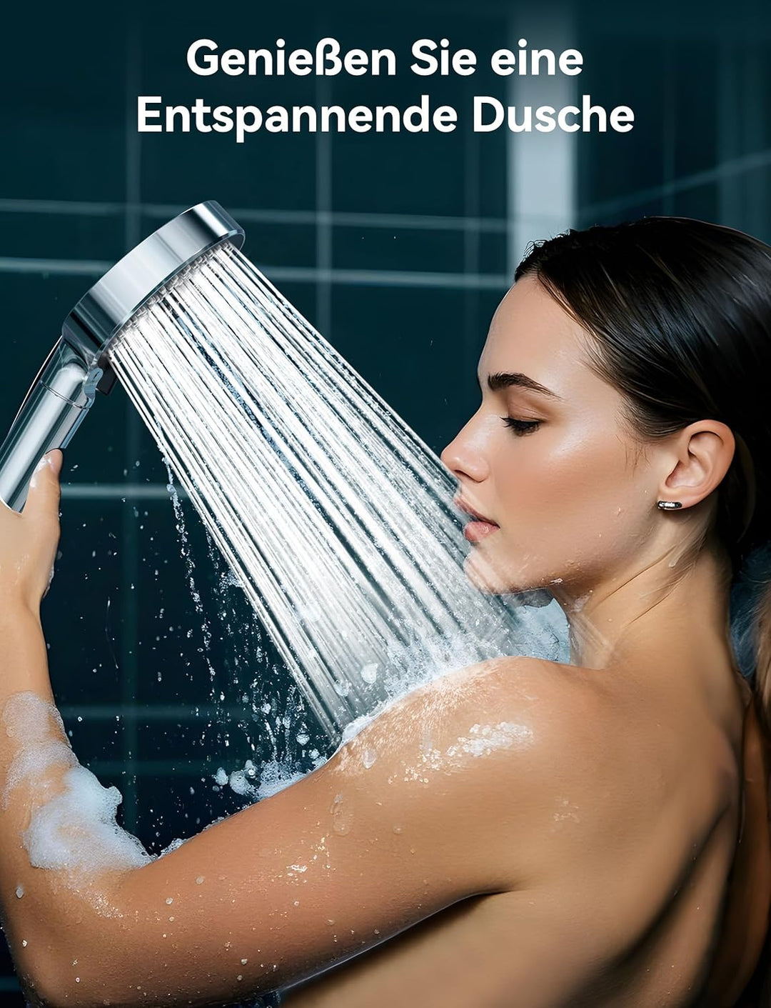 Magichome Duschkopf mit Schlauch,Handbrause Filter Mineralsteinen und 5 Strahlarten, Wassersparende