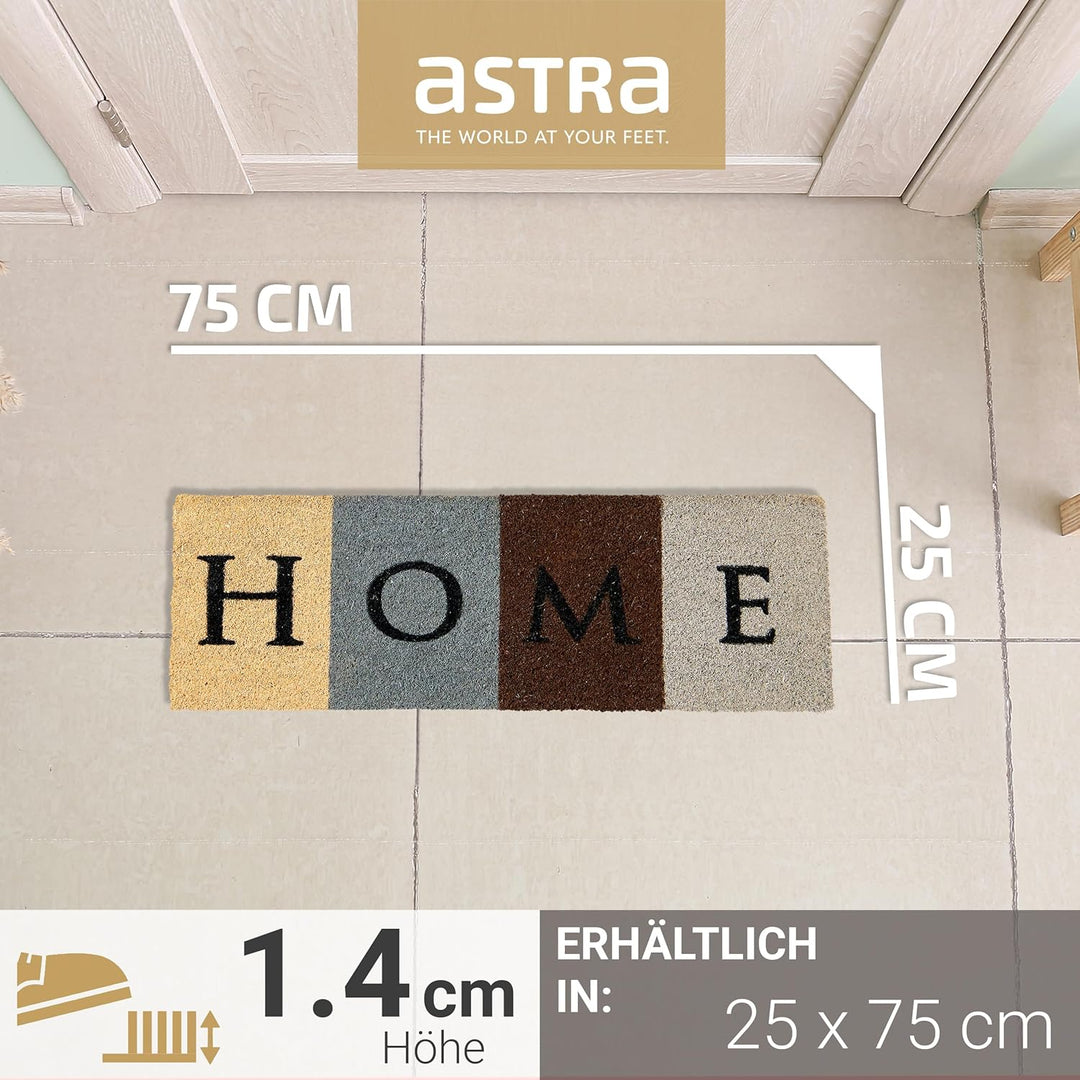 Astra Fussmatte innen Home Set 25x75 & 40x60 cm - rutschfeste Kokosmatte schmal - Schmutzfang Innen