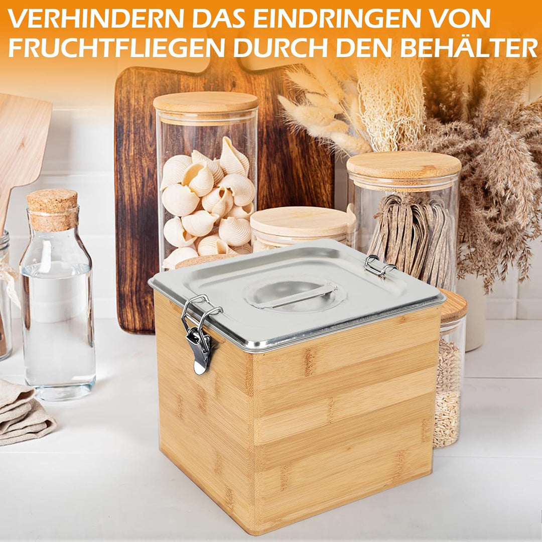 Komposteimer Küchen-Arbeitsplatte, Hölzerner Küchenkompostbehälter, Bio-Mülleimer, Edelstahlbehälter