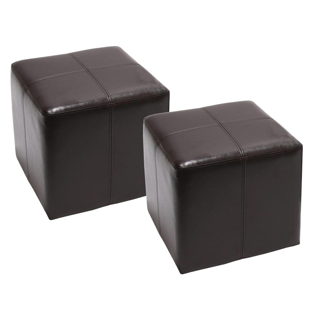 Mendler 2er-Set Sitzwürfel Hocker Sitzhocker Onex, Leder + Kunstleder, 36x36x36cm FSC®-Zertifiziert