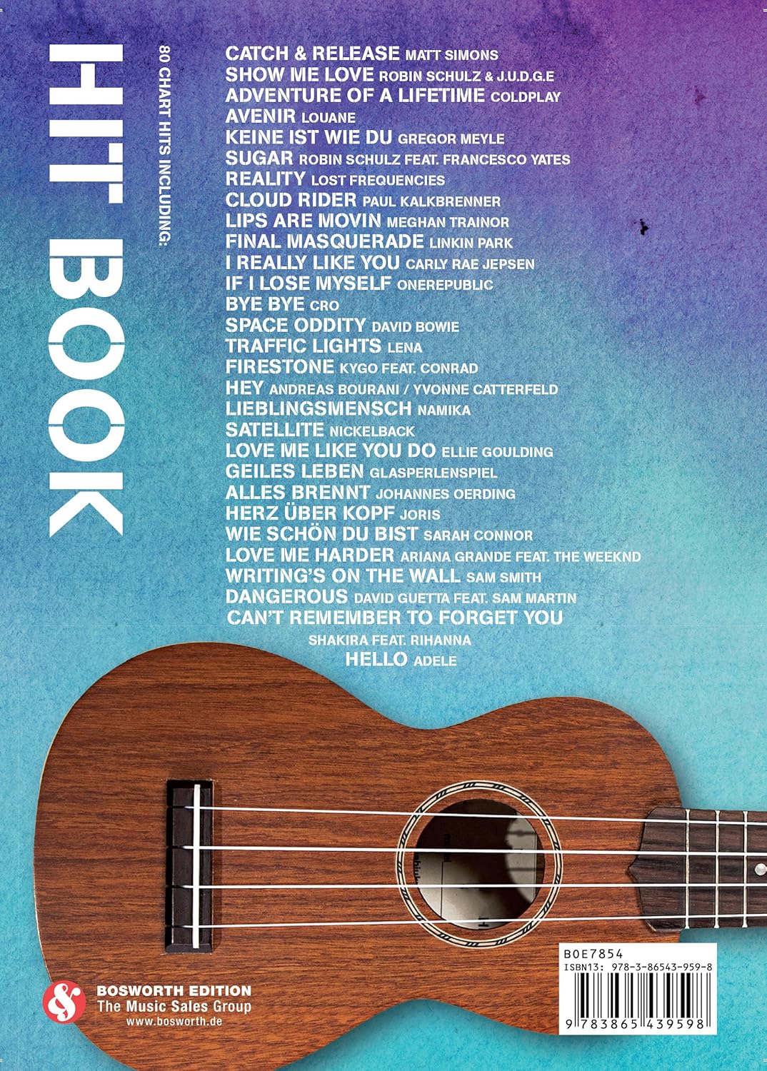 Hit Book - 80 Charthits -Für Ukulele-: Songbook für Ukulele, Gesang: Mit Melodielinie & Text und Akk