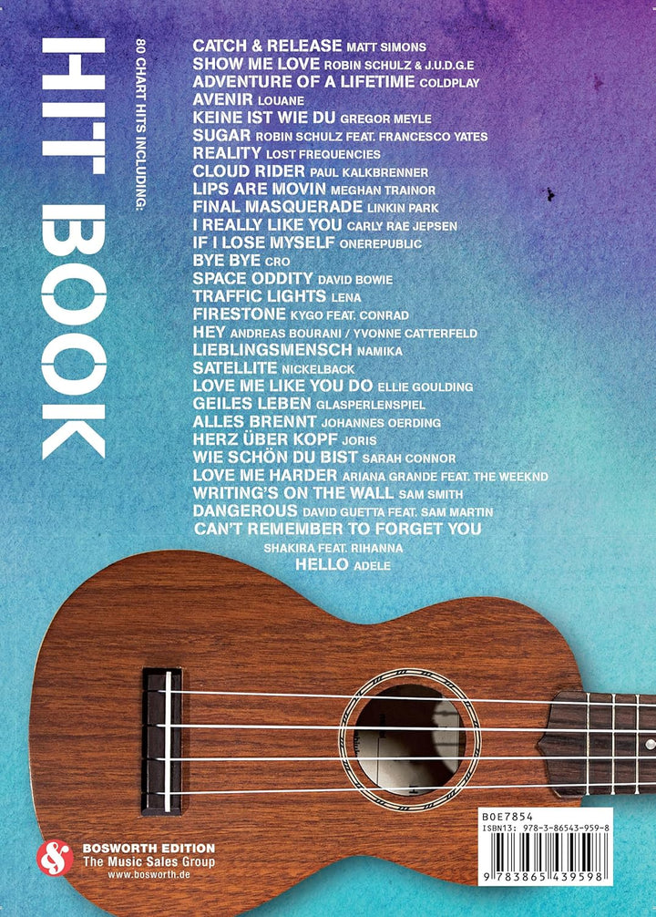 Hit Book - 80 Charthits -Für Ukulele-: Songbook für Ukulele, Gesang: Mit Melodielinie & Text und Akk